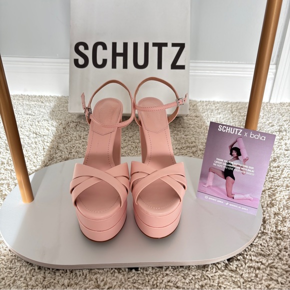 NEW IN BOX SCHUTZ x BALA Blush Pink Platform Heels Pumps SZ 8B - Picture 6 of 16